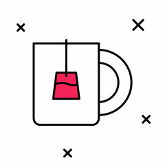 Filled outline Cup of tea icon isolated on white background. Vector