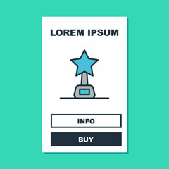 Filled outline Movie trophy icon isolated on turquoise background. Academy award icon. Films and cinema symbol. Vector