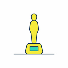 Filled outline Movie trophy icon isolated on white background. Academy award icon. Films and cinema symbol. Vector