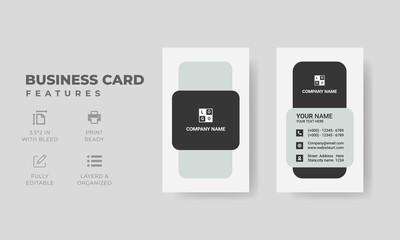 Double-sided creative business card template. Portrait orientation. Vertical layout. Vector illustration	