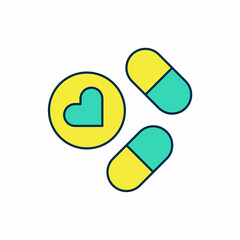 Filled outline Medicine pill or tablet icon isolated on white background. Capsule pill and drug sign. Pharmacy design. Vector