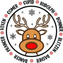 Team Rudolph T-Shirt Design Santa Reindeer T-Shirt - obrazy, fototapety, plakaty