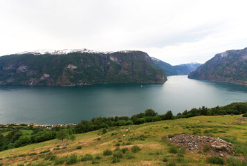 view of  the Aurlandsfjord, a branch off of the Sognefjord, Norway