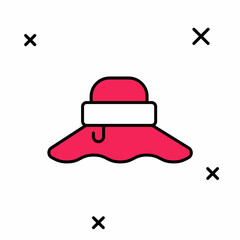 Filled outline Fisherman hat icon isolated on white background. Vector