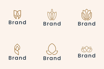 set of line minimalist flower logo design.
