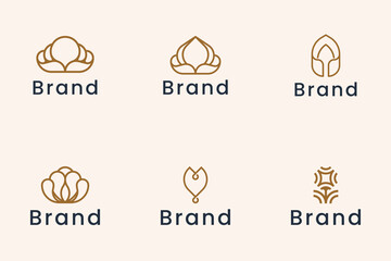set of line minimalist flower logo design.
