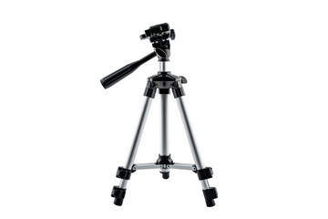 Aluminum photographic tripod with adjustable head, isolated on white background with a clipping...