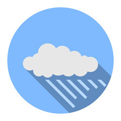 Rain cloud. Rain cloud icon with shadow on blue background. Vector, cartoon illustration. Vector.