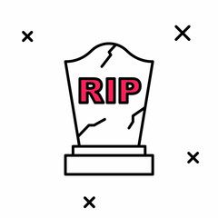 Filled outline Tombstone with RIP written on it icon isolated on white background. Grave icon. Happy Halloween party. Vector