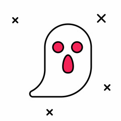 Filled outline Ghost icon isolated on white background. Happy Halloween party. Vector