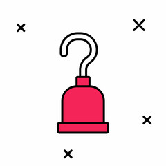 Filled outline Pirate hook icon isolated on white background. Happy Halloween party. Vector