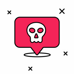 Filled outline Skull icon isolated on white background. Happy Halloween party. Vector