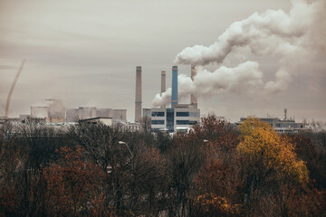 Thermal power station during a cold winter day in Bucharest.