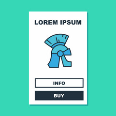 Filled outline Roman army helmet icon isolated on turquoise background. Vector