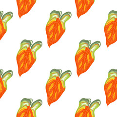Geometric tropical leaves seamless pattern isolated.