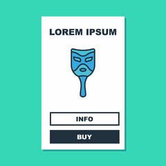 Filled outline Carnival mask icon isolated on turquoise background. Masquerade party mask. Vector