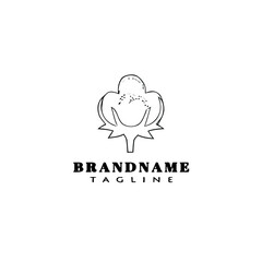 cotton flowers logo cartoon icon design template black isolated vector illustration
