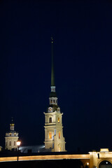 Obraz premium View of the Peter and Paul Fortress in St. Petersburg at night