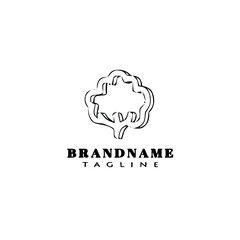 cotton flowers logo cartoon icon design template black isolated vector illustration