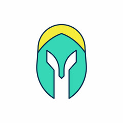 Filled outline Medieval iron helmet for head protection icon isolated on white background. Knight helmet. Vector