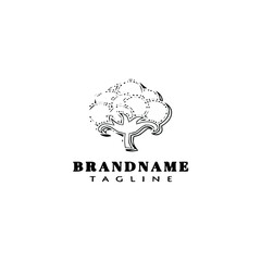 cotton flowers logo cartoon icon design template black isolated vector illustration