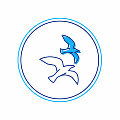 Filled outline Bird seagull icon isolated on white background. Vector