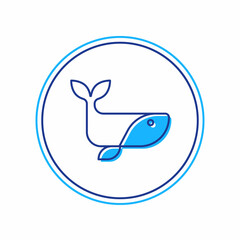 Filled outline Whale icon isolated on white background. Vector