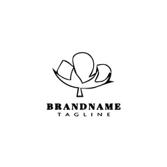 Fototapeta premium cotton flowers logo cartoon icon design template black isolated vector illustration
