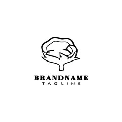 cotton flowers logo cartoon icon design template black isolated vector illustration