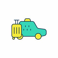 Filled outline Taxi car icon isolated on white background. Vector