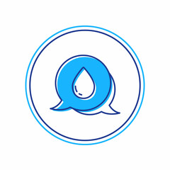 Filled outline Water drop with speech bubbles icon isolated on white background. Vector