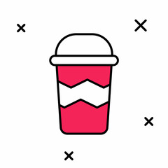 Filled outline Coffee cup to go icon isolated on white background. Vector