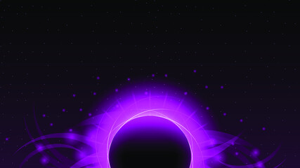 Sun Eclipse Purple Fire Dark Background Vector Moon Design Style Space Science Glow Light