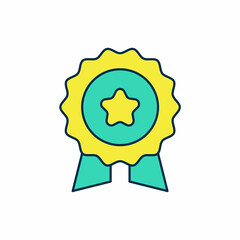 Filled outline Medal with star icon isolated on white background. Winner symbol. Vector
