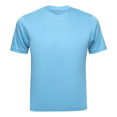 Blue T-shirt template men isolated on white. Tee Shirt blank as design mockup. Front view