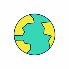 Filled outline Worldwide icon isolated on white background. Pin on globe. Vector