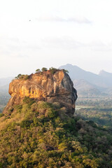 Sunrise at the famous ancient Rock Fortress called Sigiriya. 
