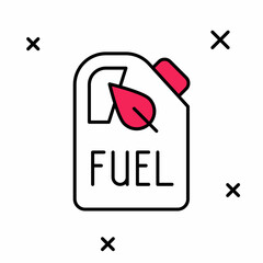 Filled outline Bio fuel canister icon isolated on white background. Eco bio and barrel. Green environment and recycle. Vector