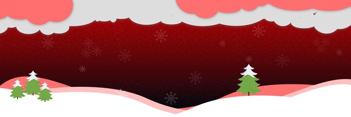 Merry Christmas and Happy New Year greeting card background with pickup truck with christmas tree and gift box and santa claus with balloon paper cut style © maximilian