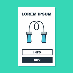 Filled outline Jump rope icon isolated on turquoise background. Skipping rope. Sport equipment. Vector