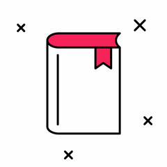 Filled outline Book icon isolated on white background. Vector