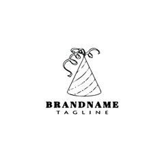 birthday hat logo cartoon design template icon black isolated vector
