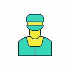 Filled outline Train conductor icon isolated on white background. Vector