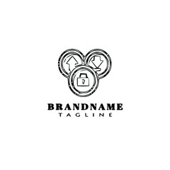 upload download and locked logo icon cartoon design template vector illustration