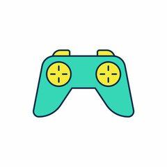 Filled outline Game controller or joystick for game console icon isolated on white background. Vector