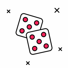 Filled outline Game dice icon isolated on white background. Casino gambling. Vector