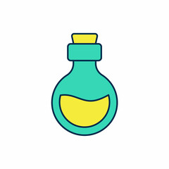 Filled outline Glass bottle with magic elixir icon isolated on white background. Computer game asset. Vector