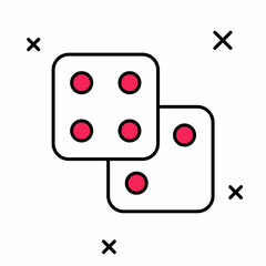 Filled outline Game dice icon isolated on white background. Casino gambling. Vector