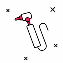 Filled outline Tooth drill icon isolated on white background. Dental handpiece for drilling and grinding tools. Vector