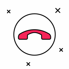 Filled outline Telephone handset icon isolated on white background. Phone sign. Vector